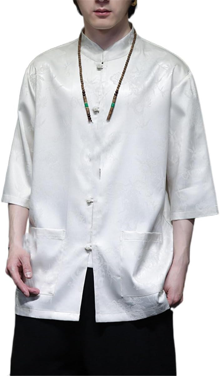Men's Shirt Summer Half Sleeve Lightweight Chinese Style Tunic Jacket