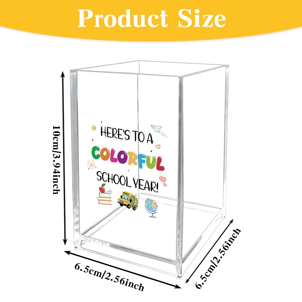 Pot à crayons en acrylique pour la rentrée scolaire, cadeau pour étudiants, enseignants, fille, fils, petits-enfants, cadeau de premier jour d'école pour adolescents, filles, garçons