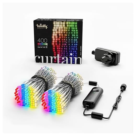 Twinkly Curtain 400 LED RGB+Weiß, LED-Lichterkette für Drinnen und Draußen, Smarte Lichter, RGB und Weiß, Kompatibel mit Alexa, Google Home, IP44, App-Steuerung, Transparentes Kabel, 3m x 2m