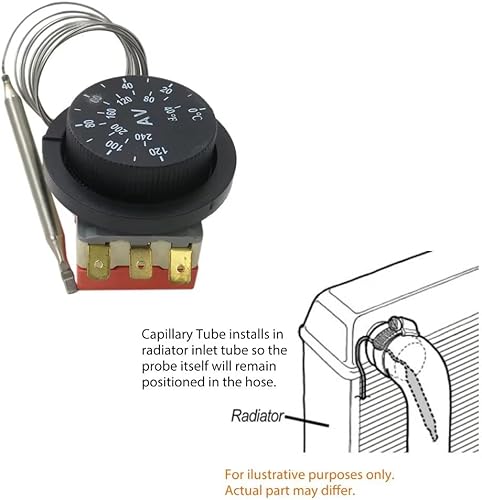 Miniatura 3 de Kit de cables de relé de control de 3 pines de termostato de ventilador eléctrico de 12 V ajustable
