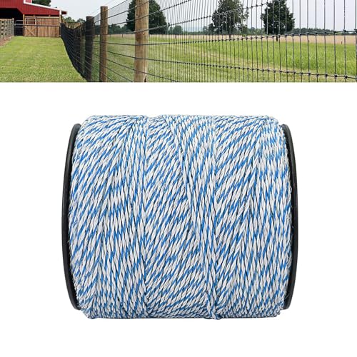 TOWEBOORY 500m Fil de Clôture Électrique, 6 Brins Clôture électronique du Bétail Corde Conductrice en Acier Inoxydable pour Ferme, pour Bétail, Mouton,...
