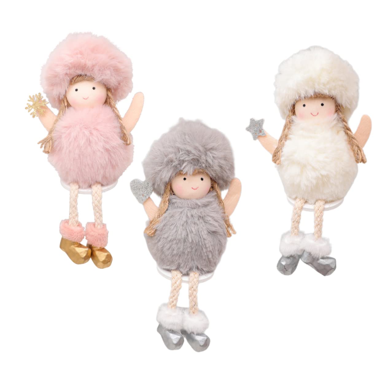 OUNONA 9piezas Adornos Navideños De Ángel Colgantes De Muñecos De Peluche para Decorar Árbol Pared y Ventanas Navidad