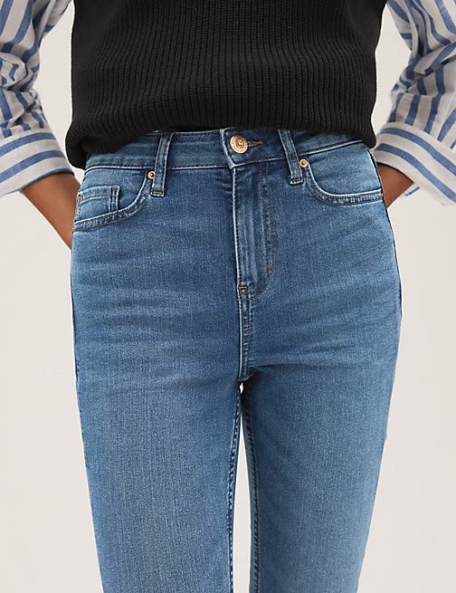 Image of Marks & Spencer Womens Light Wash High Rise Skinny Fit Jeans