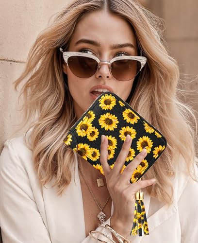 Image of Bistup 40 Slots Credit Card Holder for Women Girls, Black Sunflower