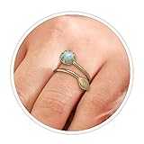 Gold Leaf Ring White Opal - 14K Gold Filled Moonstone Adjustable Rings - Oval Opal Stone Gold Ring Jewelry For Woman