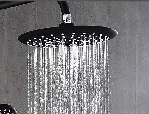 Ensemble de douche effet pluie noir avec robinet de bain en cuivre