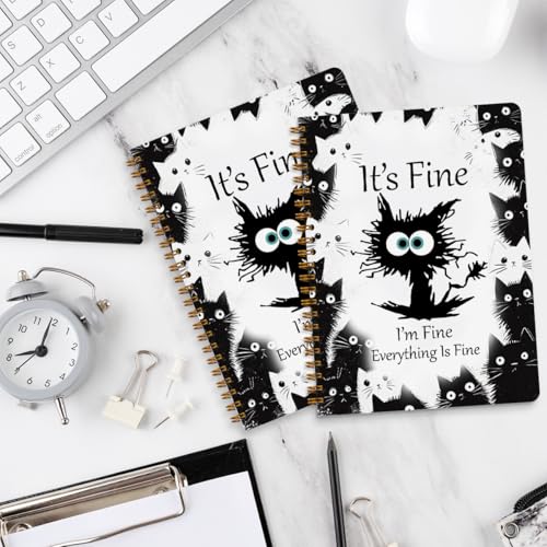 2 pcs funny cat spiral notebook cute funny gifts journaling notebooks for work college ruled notebook journal office classroom supplies motivational cat themed gifts for women coworkers