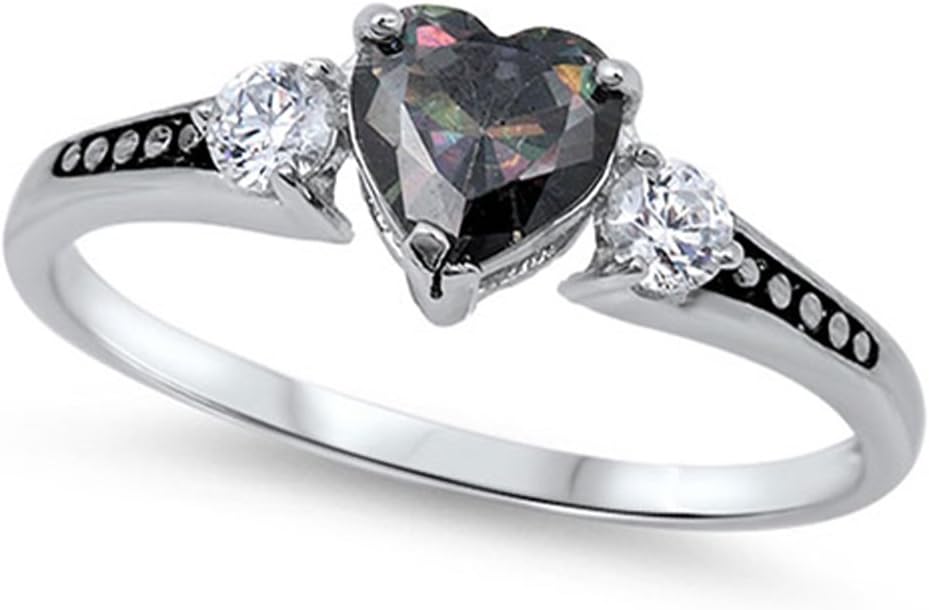 CHOOSE YOUR COLOR Sterling Silver Heart Promise Ring