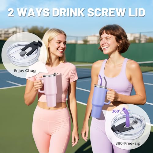 Image of ICIOI 40oz Tumbler with Handle & Straw, Leak-Proof Coffee Cup for Daily Use | 2-in-1 Lid, Fits Car Cup Holder, Stainless Steel Water Bottle with Silicone Boot & Ergonomic Handle, Straw Brush