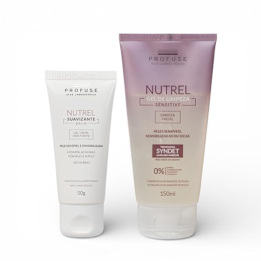 Nutrel Kit Profuse Hidratante Facial Gel Creme Suavizante Balm 50g + Gel de Limpeza Sensitive 150ml