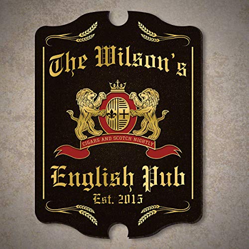 English Pub Bar Sign for Home by HomeWetBar - Perfect for Home Bars (Proper English, Black)