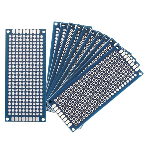 MECCANIXITY 10Pcs Breadboard Solderable 70mm x 30mm Blue Circuit PCB Board Double Sided Tin-Plated PCB Prototype Board for Electronics Prototyping, DIY Circuits Projects