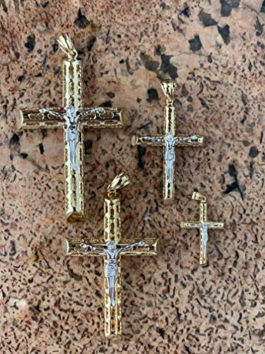 Solid 925 Sterling Silver Men's Cross With Jesus Pendant - 14k Gold Plated 1-3" Small Medium Or Large Crucifix - Necklace3