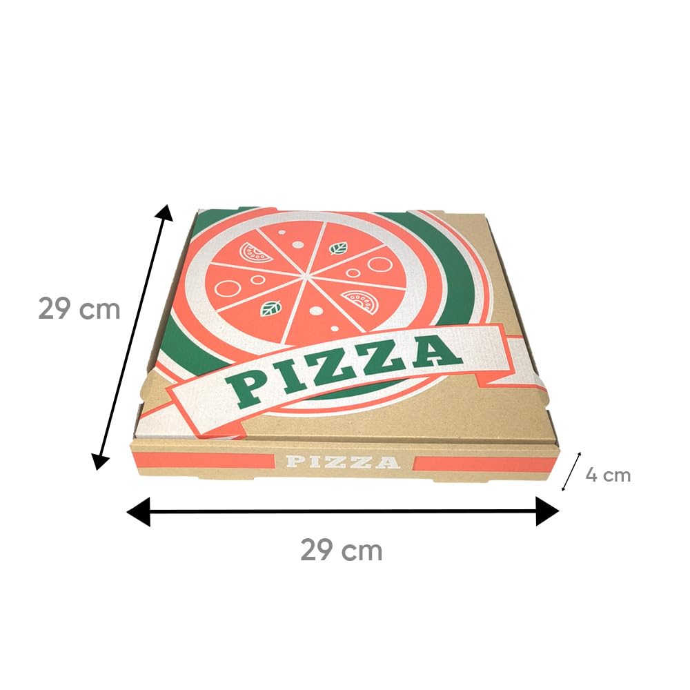 100 Boites à pizza 29x29x4 cm 3 couleurs