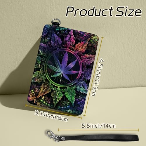 Image of Small Travel Wallets, Color Weeds Slim Minimalist Front Pocket Wallet with Wristlet, RFID Blocking PU Leather Credit Card Holder with ID Window Change Purse for Men Women