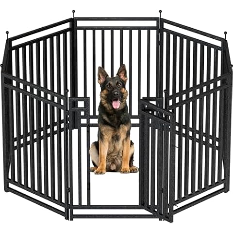 Petorldog Metal Dog Playpen, 40 Inch Height 8 Panels, Ideal Dog Fence for Large/Medium/Small Dogs Indoor & Outdoor Bliss, Perfect Dog Pen for Camping, Yard, and RV | Black-Silver Cover