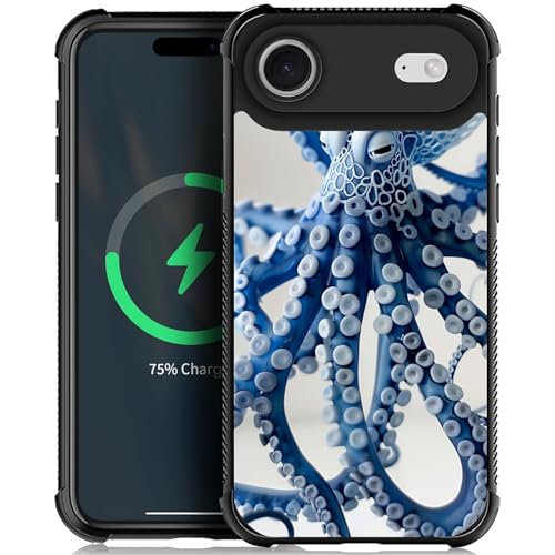 Coque iPhone nmasd Air MagSafe rigide antichoc Bleu Octopus Ocean