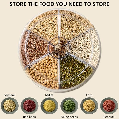 Image of Gvnd Rice & Dry Food Round Dispenser, Kitchen Organizer, Cereal Grain Container for Home, Cereal Transparent Bucket, Storage Box, Beans Clear Cans, Gift for Women (Style-5)