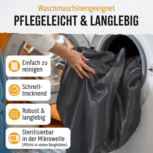 Backpacker's Journey Hüttenschlafsack (nur 168g), ultraleichter und platzsparender Reiseschlafsack aus Polyester. Ideal für Backpacking, Hostels und Hütten (90 cm, grau)