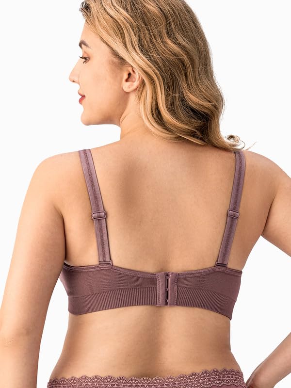 Image of Angelhood Womens Seamless Sleep Nursing Bra,Breastfeeding Maternity Bra with Remove Bra Pads Extenders Pack of 3