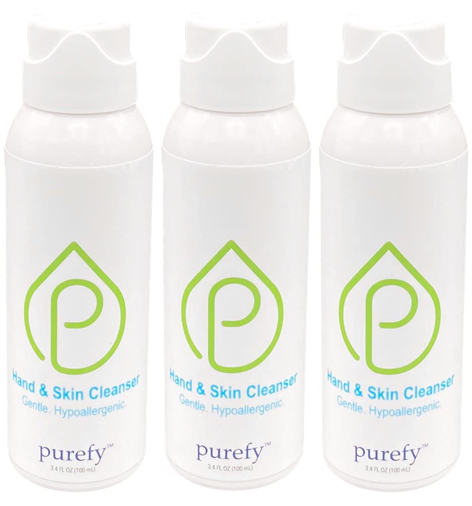 Purefypro Hand and Skin Cleanser (100ml, 3pk) Deep Cleansing Airesol Spray. Hypochlorous Technology. Promotes Natural Defense. Non-irritating. No