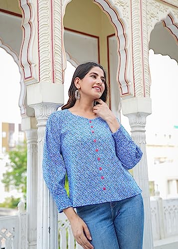 Image of Yash Gallery Womens Rayon Printed Relaxed Fit Casual Top Womens & Girls