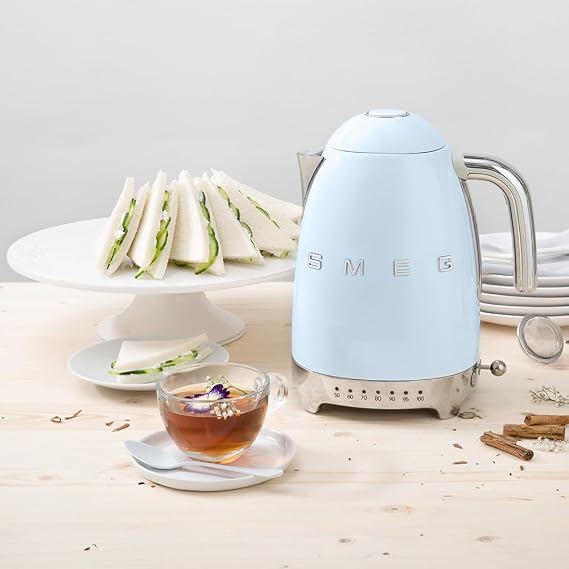 Jug Kettle, LED Display, 7 Temperature Settings, Acoustic Alarm, 3KW, 1.7L, Pastel Blue