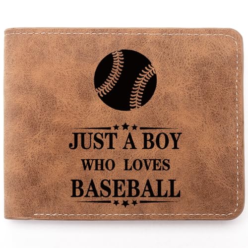 Baseball Lover Gift,Leather Wallet for Men,Engraved Personalized Leather Wallet,Theme Wallet for Player Boys Young Men Birthday Graduation Gifts (Baseball)