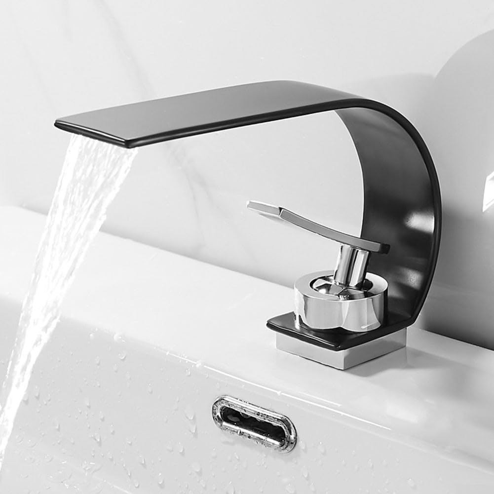 ZYCHSJXA Elegant Black Waterfall Mixer Faucet for Bathtub & Wash Basin - Creative Household Bathroom Tap, Stylish Toilet Sink Faucet, Modern Design Home Use