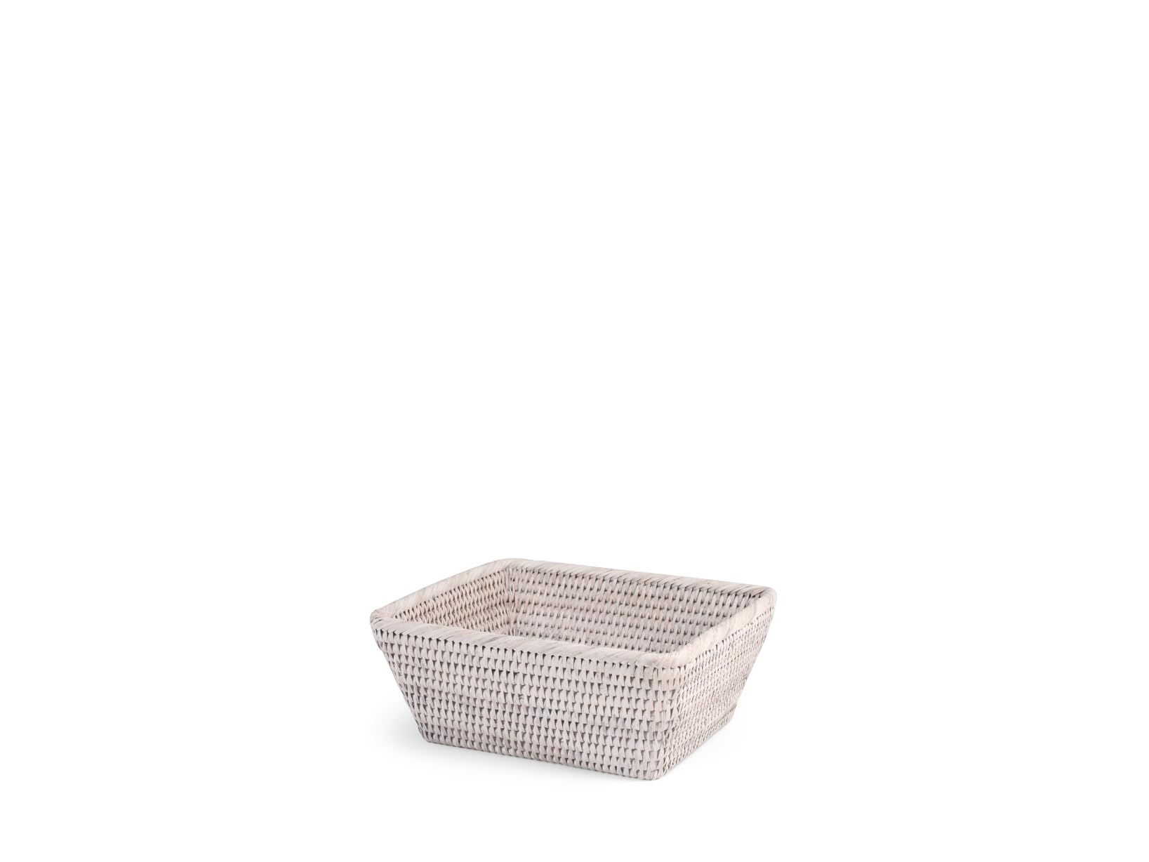 H&H White Bleached Rattan Rectangular Basket 25x21x9 cm