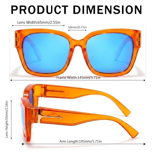 Image of SIPHEW Mirrored Sunglasses Polarized Fit Over Glasses for Women - Trendy Large Square w UV400 Protection Sun Glasses
