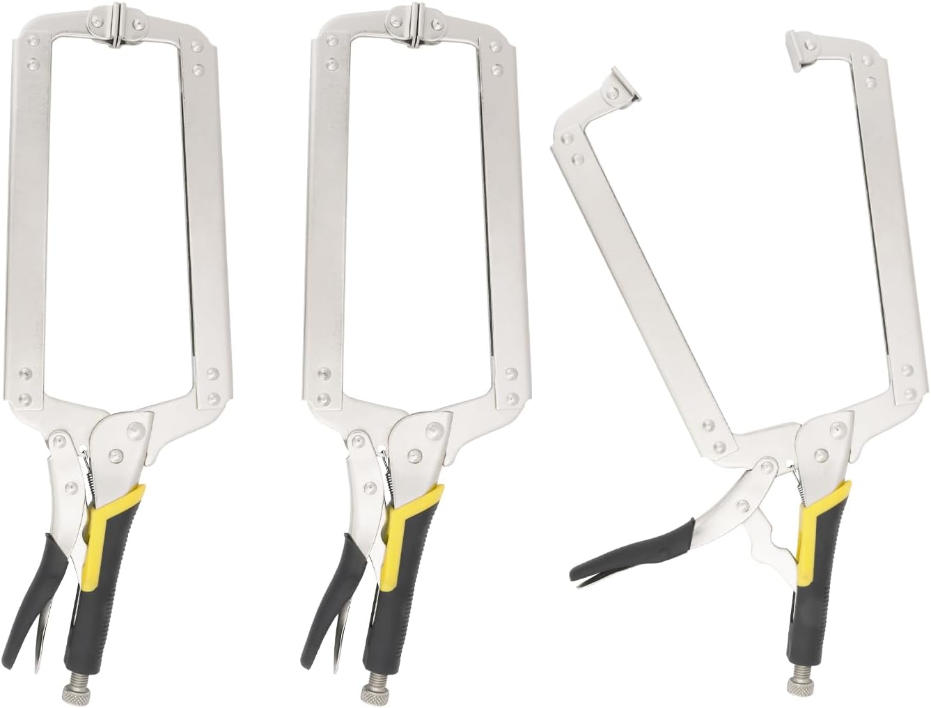 3 Pack 18 Inch C Clamp Locking Pliers,Locking C Clamp, Adjustable Nickel Plated C Pliers For Wood Working, Welding, Electrician Maintenance and more, by GENHAKON