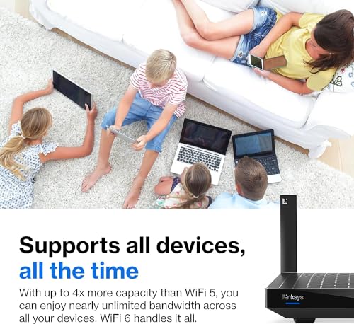Linksys AX2200 | Dual-Band Mesh WiFi 6 Router | 2.2 (AX2200) Speeds | Connect 15+ Devices | 1500 Sq Ft Coverage | 2024 Release, Black