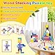Dandin Holzpuzzle Kinder,Holz Stapelpuzzle Spielzeug,3D Puzzle Holz,Montessori Spielzeugs,Wooden Stacking Puzzle Toy, Montessori Spielzeug ab 3 Jahre, mit 10 Karten,Geschenk für Jungen und Mädchen