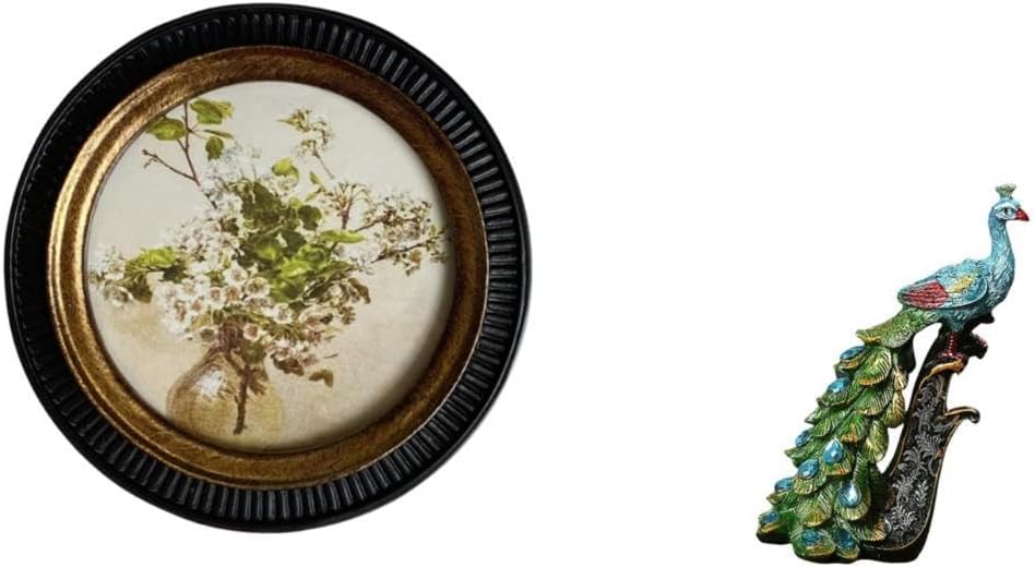 Elegant European Peacock Resin Photo Frame Sculpture for Bedroom Office Living Room Retro Home Decor Ornate Wall Hanging Display