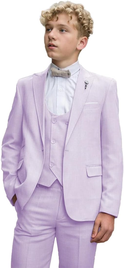 Mi Bo Tong Boys Wedding Suit Communion Suit Baptism Outfit 3pcs Kids Tuxedos Kids Party Prom Suits White 3