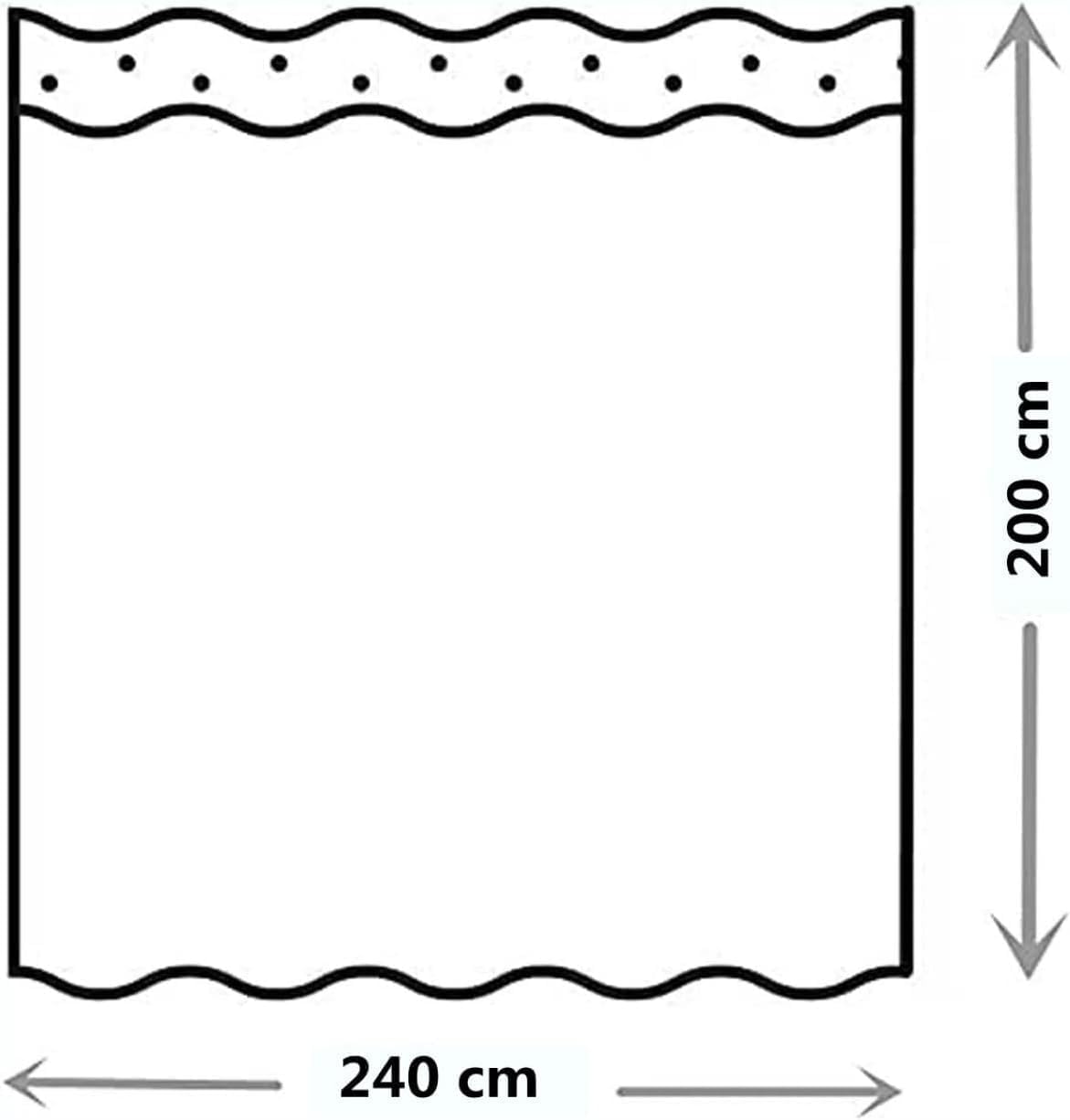Cortina de ducha impermeable 3D a rayas azul marino, tela de poliéster resistente al moho, 240 x 200 cm, con ganchos, elegante diseño azul y blanco para bañera