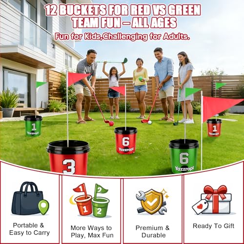 Yazzropt Giant 3-in-1 Outdoor Backyard Party Game Set – Bucket Golf, Yard Pong Basketball & Toss Games – Large Outdoor/Indoor Lawn Games for Adults & Families, Beach & Camping - image 5