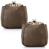 Soulchen 2 Pcs Saddle Hunting Dump Bag Saddle Pouches with Drawstring Closure Mesh Bag Tree Dump Pouches with 2 Pocket Lightweight Hunting Gear Accessories(Brown)