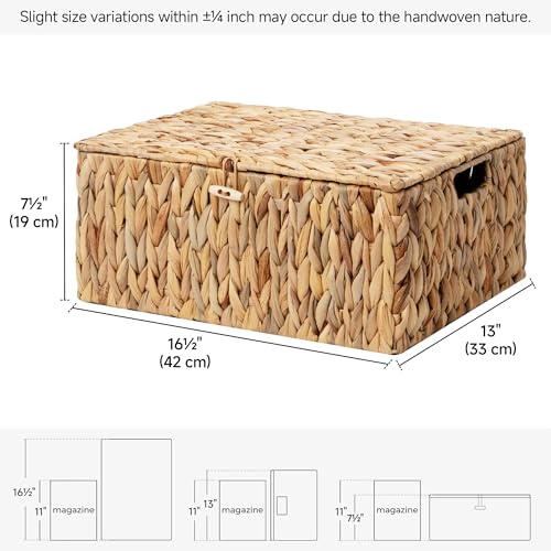 Image of StorageWorks Wicker Basket with Lid, Storage Baskets with Lids, Hyacinth