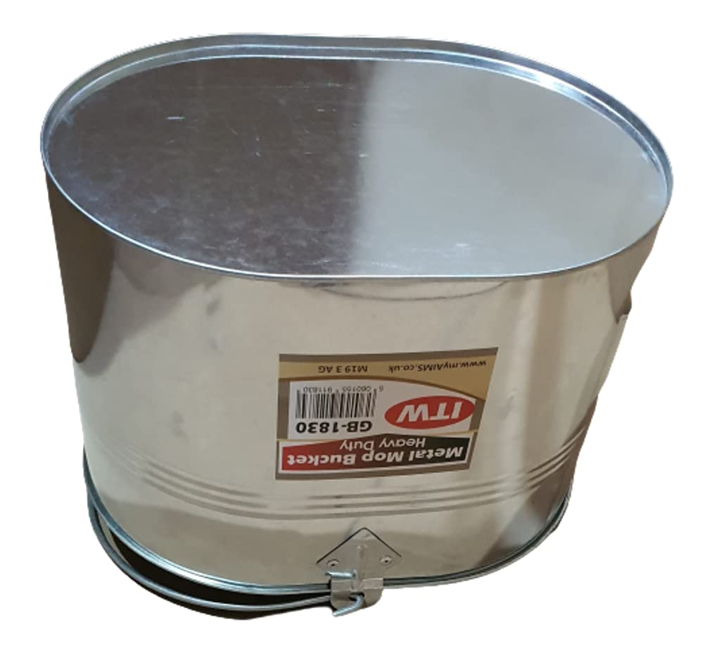 Industrieller verzinkter Stahl-Mopp-Eimer 13 l groß, verzinkt, verstärkt, robust, dicker Metall, Stahlmopp-Eimer für Zuhause, Büro, allgemeine Reinigung