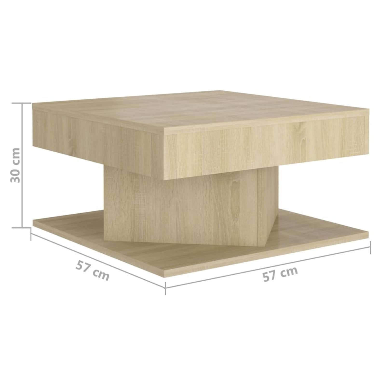 Homgoday Tavolino da caffè in rovere Sonoma, 57 x 57 x 30 cm, tavolino da tè per soggiorno, sala d'accoglienza degli ospiti, camera da letto e mobili da ufficio