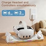 Charging Dock for Oculus/Meta Quest 3S,Oculus/Meta Quest 3 Magnetic Charging Station for VR Headset Controllers,with 2 Rechargeable 2100mAh Batteries, USB-C Charger, LED Indicator - Image 2