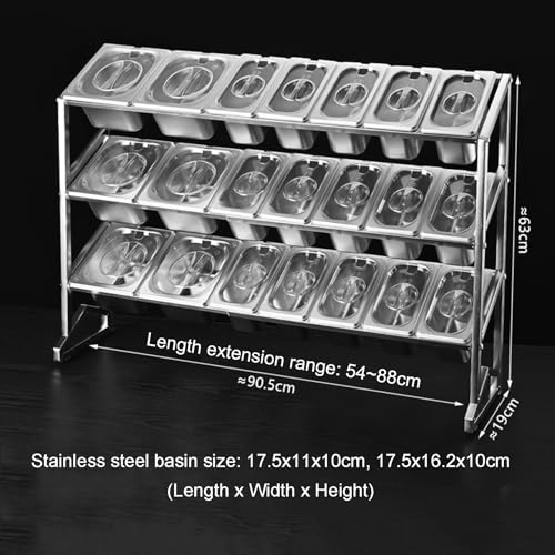 Nizer, portaspezie espandibile – Dispenser per condimenti a 2/3 livelli da cucina, dispensa, condimenti e salse, contenitore versatile per alimenti per buffet e cucine (90,5 x 19 x 63 cm)
