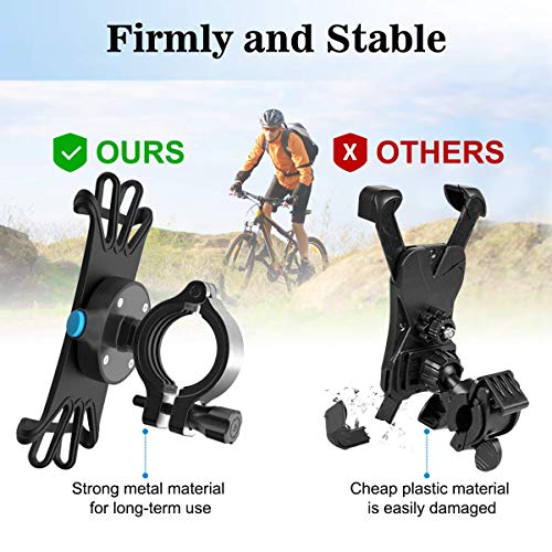 Cozycase Bike Phone Mount, Detachable Metal Bicycle Cellphone Holder, Universal Motorcycle Handlebar Stand Fits for iPhone 12/11/XR/XS, Galaxy S20/S9, 4.0\"-6.5\" Phones