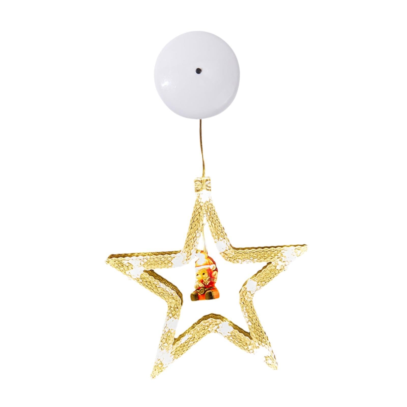 Fonowx Adorno navideño con Forma de Farol para Ventana, luz Colgante con Silueta para balcón, Estrella