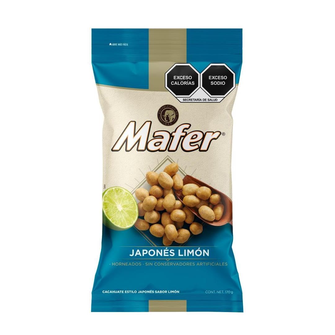 Lemon Roasted Japanese Premium Mafer® Peanuts. Bag with 120 grams of Premium quality and unique flavor are the perfect option to enjoy something rich