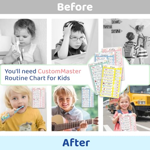 Image of 4 in 1 Namable Chore Chart for Kids, Dry Erase Morning /Bedtime Routine Chart for Kids for Refrigerator, Magnetic Visual Schedule for Kids Toddlers to Do List Checklist for Multiple Kids