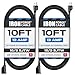 2 Pack of 10 Ft Outdoor Extension Cords - 16/3 Durable Black Extension Cord Pack