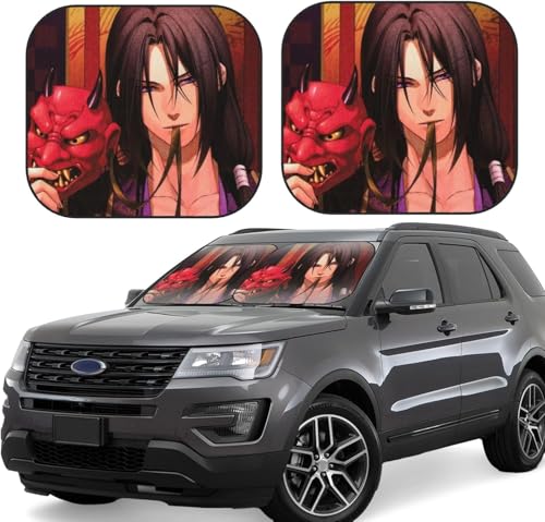 薄桜鬼 (7) 車用サンシェード サンバイザー 日よけ 紫外線対策 カーサンシェード 四季兼用 車用品 折畳み 便利 遮光 断熱 吸盤4個付